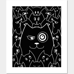 Cartoon Qute Cat Doodle / Cats illustration / Cat line art Posters and Art